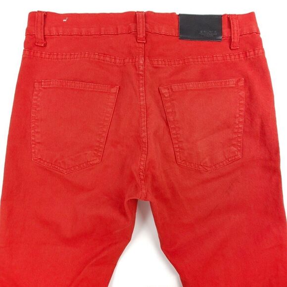 ZARA Man 90s Slim Tapered Moto Jeans Bright Red Denim Men 32 x 34 Neopunk Grunge - Picture 7 of 8